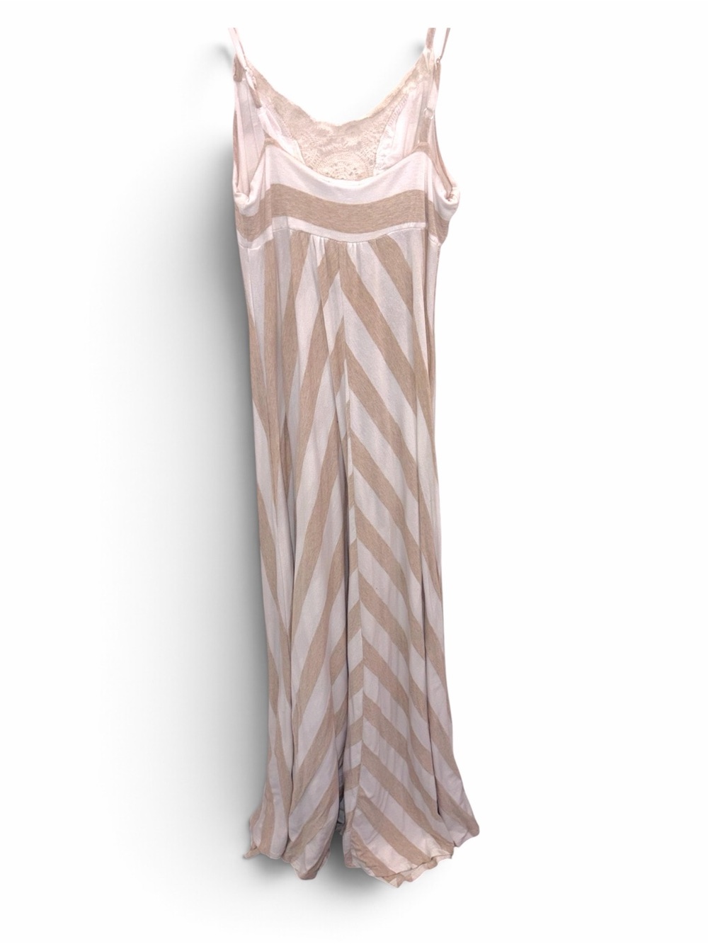 Ella Moss Tan Beige White Striped Crochet Neckline Maxi Dress Small long boho - Picture 7 of 7